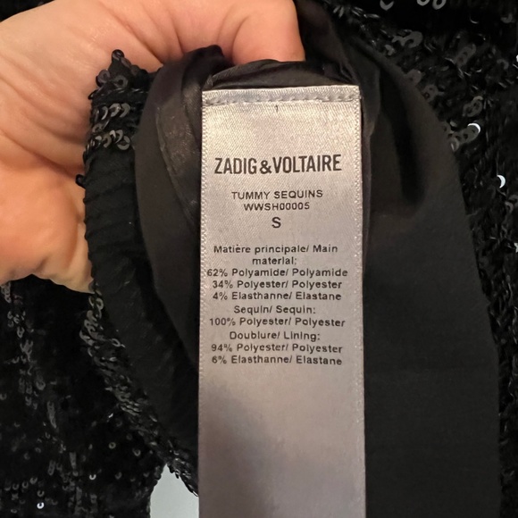 Zadig & Voltaire Noir Sequin Top - Picture 6 of 7